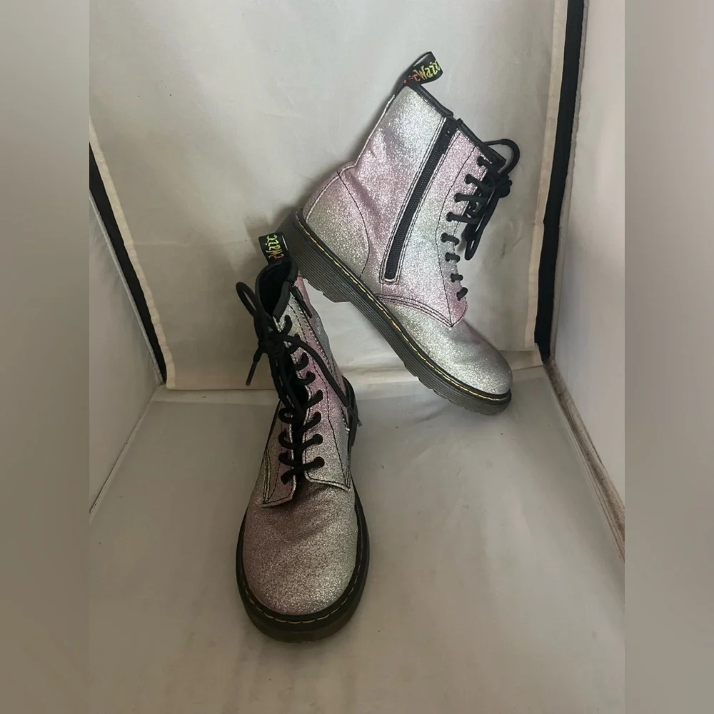 Dr. Martens Pink and Silver Glitter Boots 5 - Picture 8 of 8